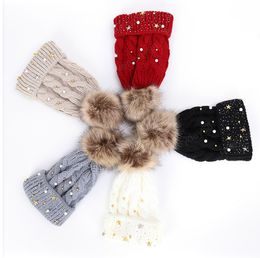 Autumn Winter Hat for Women PomPom Beanies Warm Knitted Hat Female Girls Pearl Fur Pompom Hats Outdoor Fashion Cap