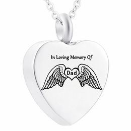 In Memory Of Dad Type Angel Wings Ashes Jewellery Necklace Cremation Pendant with Pretty Package Bag