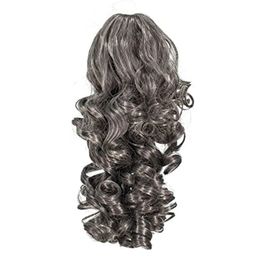 DIVA Short Screw Curls grey hair Ponytail Extensions Clips Drawstring Curly Ponytail Hairpiece drawstring human Hair Extension (Gray) 12inch