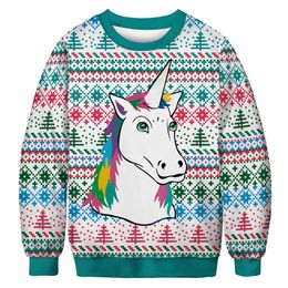 Unicorn Clothes Sweatshirt Christmas Spring Man Women Fashion Red Plus Size 3D Printing Long Sleeve Sweatershirt Tops Sweater YJL556