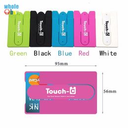 100pcs/lot Colourful touch U Touch C insert bus Card collection Silicone Stand Holder with Earphone Winder card bag cutter for cell Phone