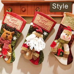 Christmas Decoration Christmas Stocking Socks Ornaments Pendant Children New Year Candy Bag Santa Claus Snowman Elk Xmas Gift Bags BH4071 TYJ