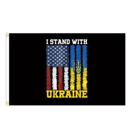 90*150cm 3x5 Ft Party Flag Support Ukrainian Banner I stand with Ukraine Flag For Outdoor Indoor Decor Polyester DHL