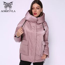 AORYYVLA New Autumn Winter Womens jacket Solid Hooded Oversized Coat Short Length Casual Female Puffer Jacket Parkas Mujer 201027