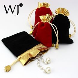 velvet drawstring jewellery pouch UK - 100pcs Luxury Jewellery Pouches Packing Velvet Gift Bags Wedding Jewelry Ring Necklace Bracelet Holder Drawstring Carrying Case T200602