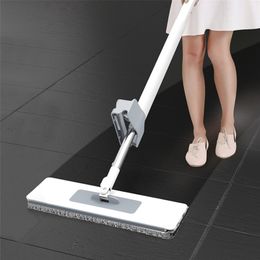 Self-Wringing Flat Mop Free Hand Washing Magic Mop Automatic Spin 360 Rotating Wooden Floor Mop Cleaner Household Cleaning Tool T200703