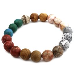 Colourful Night Sky Starlight Galaxy Beads Strands Bracelets 10 MM Natural Stone Bracelet for Men Women Gift