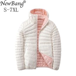 Bang 6XL 7XL Reversible Down Coat Women Ultra Light Jacket Feather Travel Double Side s Plus 211221