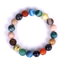 Charm Milky Way Agates Natural Weathered Gem Stone Bead Strand Women Stretch Bracelet Reiki Yoga Jewellery Friend Gift