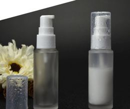 30ML 50ML Clear Frosted Matte Glass Lotion Bottle With White Lotion Pump Cosmetic Empty Refillable Bottle 100pcs