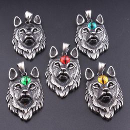 Vintage Silver Wolf Stainless Steel Dog Head Animal Men Retro Hip Hop Punk Rock Pendant Necklace Jewelry Gift Free Shipping