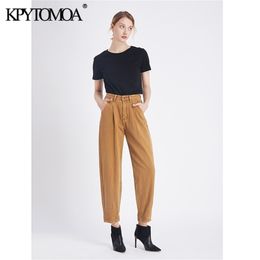 Vintage Stylish High Waist Harem Pants Washed Effect Jeans Women Fashion Pockets Zipper Fly With Darts Ankle Trousers Jean 201223