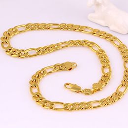 Figaro Chain 18k Yellow Gold Filled Mens Cuban Necklace Chain Statement Choker Jewelry Gift