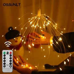 Strings Remote Control Christmas Tree Firework String Lights 8 Mode Explosion Star Copper Wire Fairy Light Navidad Decoration Lamp