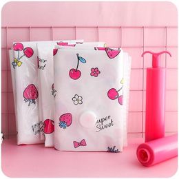 Storage Bags Cute Cherry Thickened Vacuum Bag For Cloth Compressed Hand Pump Reusable Blanket Clothes Quilt Organizer