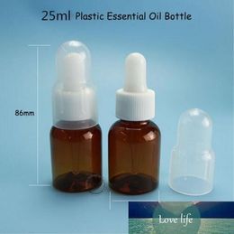 Promotion 50pcs/Lot 25ml Amber Plastic Essential Oil Dropper Bottle with Water 5/6OZ Cosmetic Makeup Tools Refiilable Container