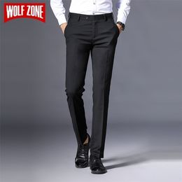 WOLF ZONE Brand Men Pants Casual High Quality Classics Fashion Male Trousers Black Business Formal Full Length Mens Pants 201109