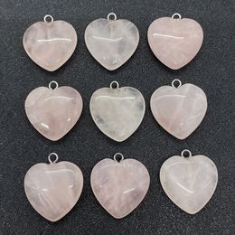 15mm 20mm Rose Quartz Natural Stone Charms Crystal Heart Pendants Trendy Jewellery Making Wholesale