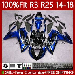 OEM Bodywork For YAMAHA YZFR3 Glossy blue YZF R3 R25 YZF-R25 2014-2018 Fairings 102No.163 YZF R 3 25 YZF-R3 2014 2015 2016 2017 2018 YZFR25 14 15 16 17 18 Injection Mould Body