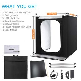 FreeShipping 40cm LED Light Box Portable Photo Tent Lightbox 16 inch Folding Photo Studio Softbox for Product Jewelry Toy Photography Shoot