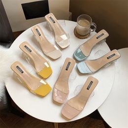 SAGACE Clear Heels Slippers Summer Casual Shoes Woman Transparent Slipper High Heels Pumps Wedding Sandal Sexy Crystal Slides Y200423