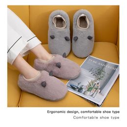 Velvet Bread Head Design Slippers Male Comfort Floor Women Shoes Cotton Plush Ladies Indoor Slippers Non-slip Winter Slippers X1020