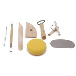 2021 Ceramics Clay Sculpture Modelling Kit Wooden Handle Pottery Tools Set Stainless Steel Pottery