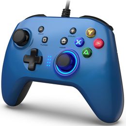 Controlador de juegos con cable para PC Windows 10/8/7 / PS3 / Nintendo Switch / Android 4.0 up Joystick Gamepad con doble vibración - Blue Plug Play