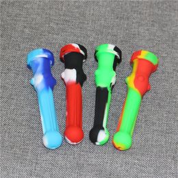 14mm Silicone Nectar Pipe Mini Water Pipes with Titanium Tips Quartz Nails Concentrate Dab Straw Bong Dab Rig