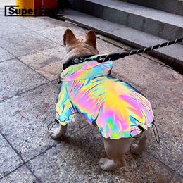 Fashion Dog Reflective Outdoor Jacket Windbreaker Waterproof Raincoat Clothes Pet Hoodie Coat French Bulldog Dropshipping TPC04 T200710
