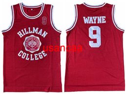 Ship From US Mens Wayne 9 College Theater Movie Basketball Jersey All Stitched red white Size S-2XL