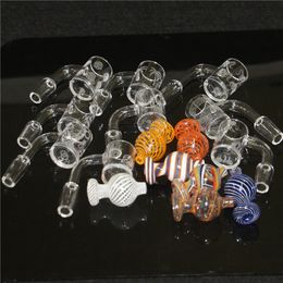quartz bangers with glass carb caps 14mm 18mm male female 45 & 90degree domeless banger nails