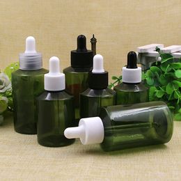 50pcs 100ml liquid PET Plastic Dropper Bottle Clear Amber Green Containers for Essential Oil
