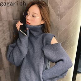 Gagarich Women Thick Sweater Korean-Style New Autumn Winter Fashion Sexy Off-Shoulder Knitted Casual Pullover Warm Tops 201222