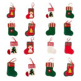 HOT Christmas Hanging Socks Cute Candy Gift bag Christmas Stocking for Christmas Tree Decor Pendant T10I0038