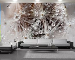 Custom Romantic Floral 3d Wallpaper 3d Digital Print Wallpaper Beautiful Ice Bead Flower 3d Wall Paper for Living Room Custom Photo