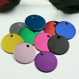 Wholesale 100Pcs Round Tags Dog Pet Id Tags Aluminum Anodizing NamePlate Engraved Dog Number ID Tag Card Charm Personalized 210201