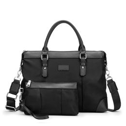 designer Men's Black Nylon Designer Briefcase High Quality Laptop Bag Large Capacity Retro Fashion Office Women Handbag