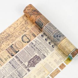 Mohamm Retro Newspaper Map Gothic Decorative Adhesive Washi DIY Scrapbooking Masking Tape School Office Supplies