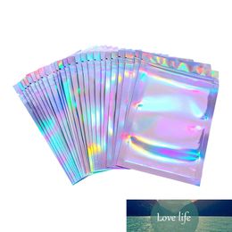 100pcs 14x20cm PET flat Cosmetic Bag Holographic Laser Mini Aluminum Foil Bags Thick Makeup Zipper Bag