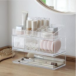 Portable Transparent Box Acrylic Make Up Cosmetic Makeup Storage Drawers Organiser Y200111