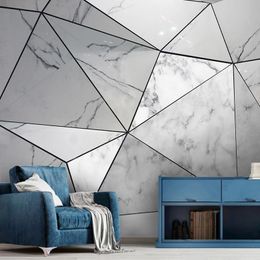 Custom Any Size Mural Wallpaper Modern Abstract Geometric Grey Marble Wall Paper Living Room Study Home Decor Papel De Parede 3D