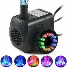 110V 220V Submersible Water Pumps for Aquarium Fish Tank Garden Pond Statuary Outdoor Fountain Pump with 12 PCS RGB LED Lights Y200922