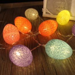 Battery Powered Easter LED Cotton Eggs Light String Colourful LED Easter Egg String Lights Wedding Party Xmas Decoration 5 Length