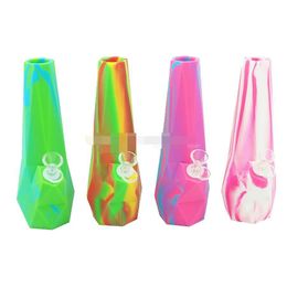 diamond Silicone Bong Water Pipes 10" inch Tall Camouflage Pure Color Silicone Oil Rigs Detachable Glass Diffuse