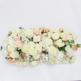 Artificial flower row runner table Centrepieces rose peonies DIY wedding bouquet decor arch green leaves flower arrangent ball