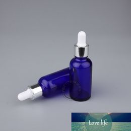 A++ 30ml/30cc/1oz Essential Oil Bottle Empty Glass Dropper Vials With Bright Silver Cap Blue