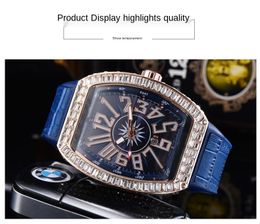 Rubber Diamond Men's Watches Quartz Women Gift Men Watch Mans Square Diamond Starry Fashion Business Wine Barrel Shape Personality 2021