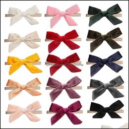Hair Accessories Baby, Kids & Maternity 28 Colour New Korean Veet Baby Bow Clip Winter Soft Flannel Children Cute Band Drop Delivery 2021 2Ic