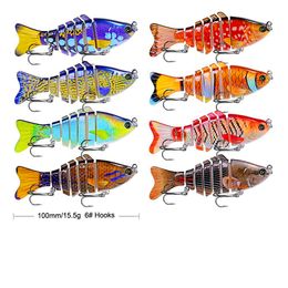 DHL Transport 8 color 10cm 15.61g Bass Fishing Lure Topwater Fishing Lures Multi Jointed Swimbait Lifelike Hard Bait Trout Perch